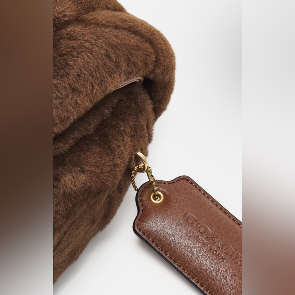 Coach Pillow Madison Shearling Bag Brown Chain Shoulder Flap Luxury - Picture 5 of 5
